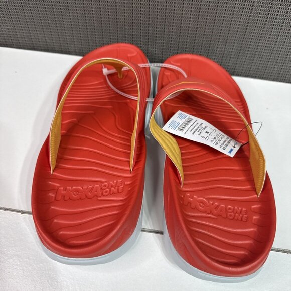 MEN'S 9 HOKA ONE ONE ORA RECOVERY FLIP FLOPS Fiesta Amber Yellow Sandals Thongs - Picture 4 of 7